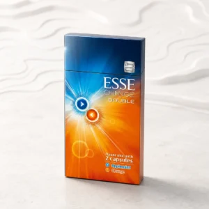 ESSE Change Double Applemint Orange packaging photographed for a Australia carton overview page