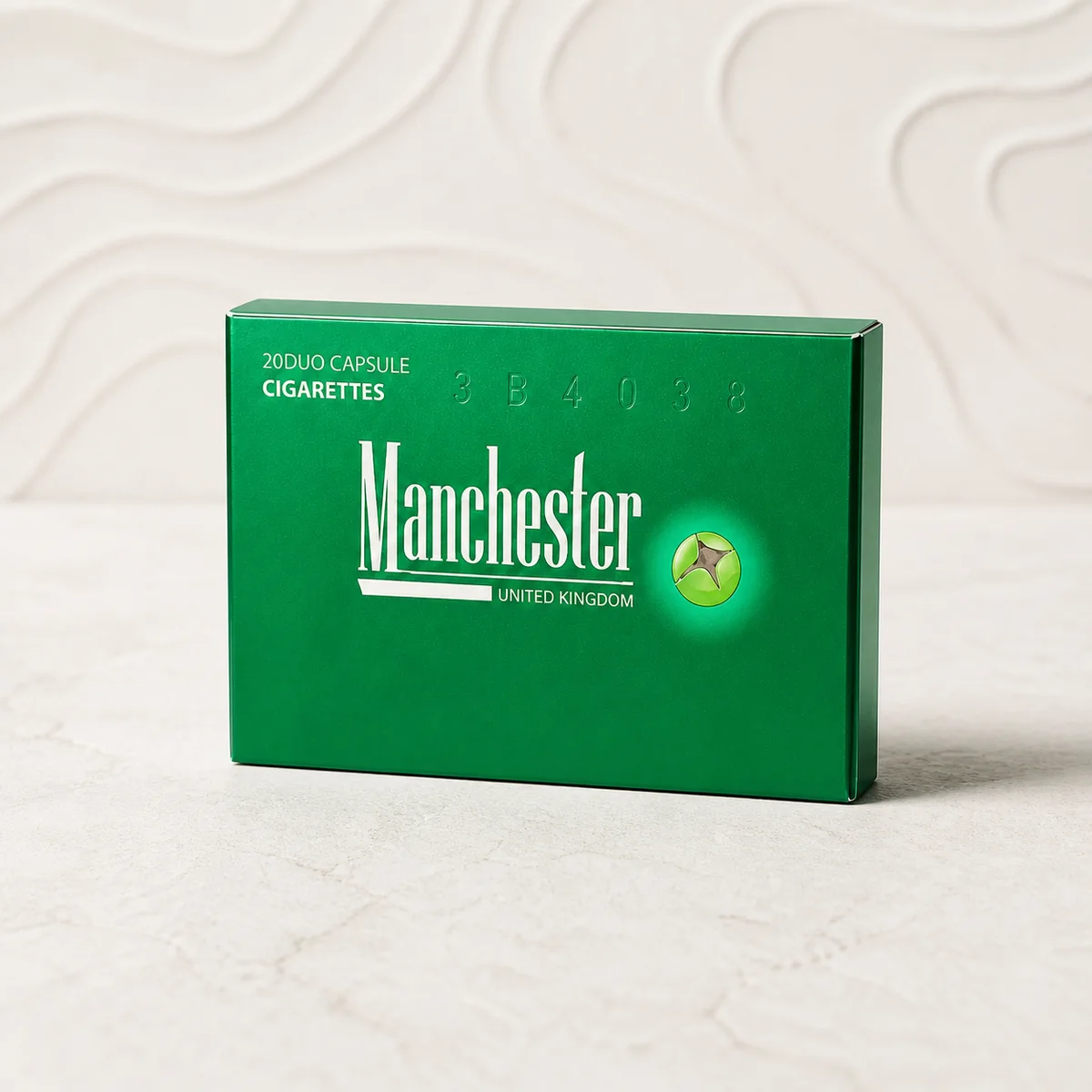 Manchester Green Crush packaging photographed for a Australia carton overview page
