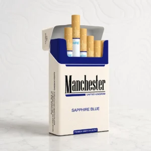 Manchester Sapphire Blue packaging photographed for a Australia carton overview page